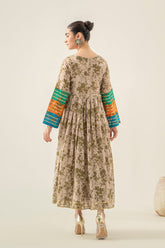 2-Pc Printed Lawn Frock with Straight Trouser SCPM3-011